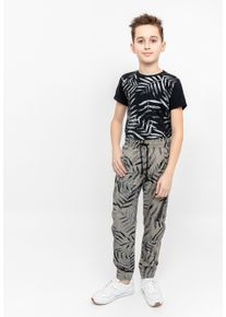 Gulliver Herren Stoffhose, grau, casual, Gr. 134, bedruckt, geblümt, 100% Baumwolle, Hosen, mit trendigem Print