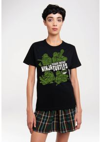 logoshirt Damen T-Shirt "Ninja Turtles - Turtle Power", schwarz, casual, Gr. M, bedruckt, 100% Baumwolle, Shirts, mit lizenziertem Print