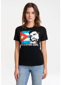 logoshirt Damen T-Shirt "Che Guevara - Cuban Flag", schwarz, casual, Gr. S, bedruckt, 100% Baumwolle, Shirts, mit lizenziertem Print