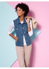 Classic Basics Damen Jeansweste, blau, Gr. 52, unifarben, 81% Baumwolle, 17% Polyester, 2% Elasthan, Westen