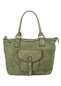 Samantha Look Damen Shopper, grün, Leder, vintage, Taschen, echt Leder, Made in Italy