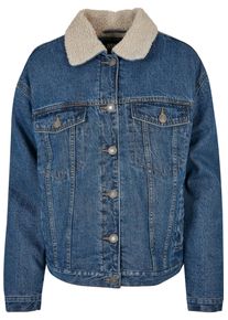 Urban Classics Damen Jeansjacke "Urban Classics Damen Ladies Oversized Sherpa Denim Jacket", blau, klassisch, Gr. XL, unifarben, 100% Baumwolle,