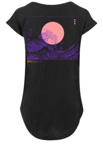 F4NT4STIC Damen T-Shirt "PLUS SIZE Kanagawa Welle", schwarz, casual, Gr. L, Obermaterial: 100% Baumwolle, Shirts, Print