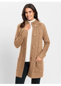 Inspirationen Damen Strickjacke, braun, Gr. 40, unifarben, 50% Baumwolle, 50% Polyacryl, Strickjacken