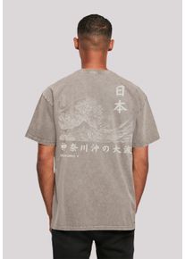 F4NT4STIC Herren T-Shirt "Kanagawa Welle", grau, casual, Gr. M, Obermaterial: 100% Baumwolle, Shirts, Print