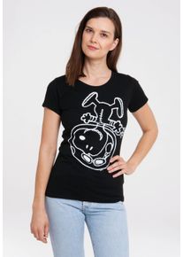 logoshirt Damen T-Shirt "Snoopy - Astronaut", schwarz, casual, Gr. L, bedruckt, 100% Baumwolle, Shirts, mit lizenziertem Originaldesign