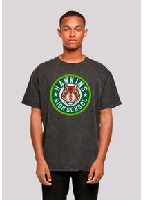 F4NT4STIC Herren T-Shirt "Stranger Things Hawkins Tiger Circle", schwarz, casual, Gr. XS, Obermaterial: 100% Baumwolle, Shirts, Premium Qualität