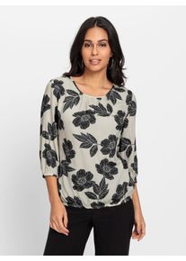 Lady Damen Schlupfbluse, beige, Gr. 38, geblümt, gemustert, mehrfarbig, 100% Viskose, Blusen