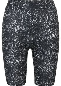 Urban Classics Damen Stoffhose "Urban Classics Damen Ladies AOP Cycle Shorts 2-Pack", schwarz-weiß, Gr. S, 94% Polyester, 6% Elasthan, Hosen