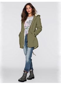 Inspirationen Damen Langjacke, grün, Gr. 36, unifarben, 64% Baumwolle, 36% Polyamid, Wattierung:100% Polyester, Ärmelfutter:100% Polyester, Jacken