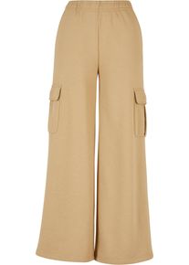 Urban Classics Damen Cargohose "Urban Classics Damen Ladies Highwaist Wide Leg Cargo Terry Pants", beige, Gr. S, unifarben, 65% Baumwolle, 35%