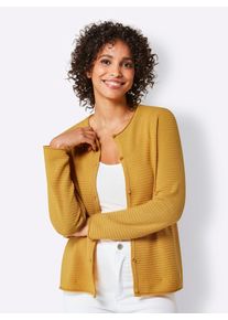 Damen Strickjacke, gelb, Gr. 36, CREATION L PREMIUM, unifarben, 100% Kaschmir, Strickjacken