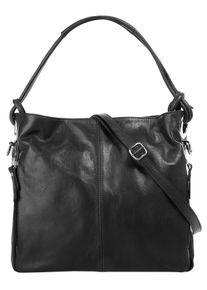 Samantha Look Damen Shopper, schwarz, Leder, unifarben, leicht glänzend, Taschen, echt Leder, Made in Italy