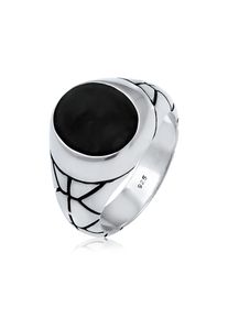 Kuzzoi Herren Siegelring "Herren Siegelring Oval Emaille 925er Silber", 56mm, Silber 925 (Sterlingsilber), 13mm, silber, Silber 925 (Sterlingsilber),