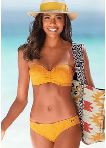 Buffalo Damen Bügel-Bandeau-Bikini "Romance", gelb, Gr. 34, strukturiert, unifarben, Polyamid, Bikini-Sets, aus Strukturware