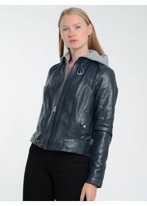 JCC Damen Lederjacke "31024030", blau, Gr. 38, Obermaterial: 100% Lammleder / Futter: 70% Baumwolle, 30% Polyester, Jacken