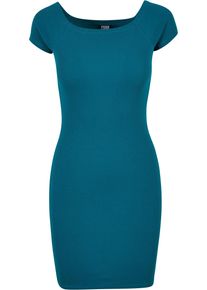 Urban Classics Damen Shirtkleid "Urban Classics Damen Ladies Off Shoulder Rib Dress", grün, klassisch, Gr. XL, unifarben, 97% Baumwolle, 3% Elasthan,