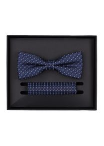 Venti Herren Fliege "Venti Set aus Fliege und Einstecktuch gemustert", blau, 100% Seide, Fliegen