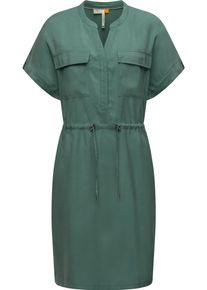 Ragwear Damen Blusenkleid "Roisa", grün, modisch, Gr. XL, Material: 80% Viskose, 20% Polyester, Kleider, stylisches Sommerkleid mit Bindeband
