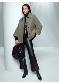 Heine Damen Outdoorjacke, grün, Gr. 38, meliert, unifarben, 50% Polyester, 50% Wolle, Jacken