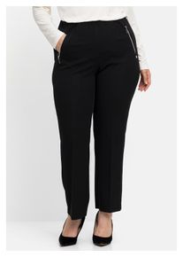 sheego Damen Stoffhose "Große Größen", schwarz, klassisch, Gr. 56, unifarben, Obermaterial: 62% Polyester, 33% Viskose, 5% Elasthan, Hosen, mit
