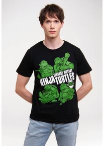 logoshirt Herren T-Shirt "Ninja Turtles - Turtle Power", schwarz, casual, Gr. S, bedruckt, 100% Baumwolle, Shirts, mit lizenziertem Print