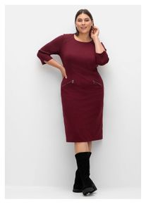sheego Damen Etuikleid "Große Größen", rot, klassisch, Gr. 50, unifarben, Obermaterial: 70% Polyester, 25% Viskose, 5% Elasthan, Kleider, mit 3/4-