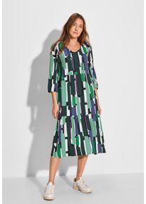 Cecil Damen Midikleid, grün, casual, Gr. S, bedruckt, Stoff, 100% Viscose, Kleider, mit allover Grafikprint