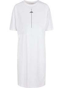 Merchcode Damen Shirtkleid "Merchcode Damen Ladies Think Different Oversized Slit Tee Dress", weiß, klassisch, Gr. M, 100% Baumwolle, Kleider