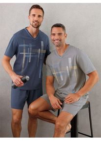 wäschepur WÄSCHEPUR Herren Shorty, Gr. 44, blau, 100% Baumwolle, Homewear-Sets