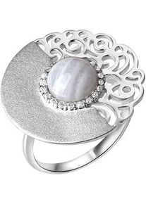 Fingerring Vivance "925/- Sterling Silber rhodiniert" Fingerringe Gr. 058 (18,5), Silber 925 (Sterlingsilber), weiß (weiß, hellblau) Damen