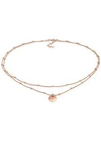 Collier Elli "Choker Layer Plättchen Kugelkette 925 Silber" Halsketten Gr. 36, ohne Stein, Silber 925 (Sterlingsilber), L: 36cm, rosegold Damen