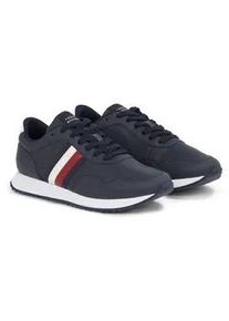 Plateausneaker Tommy Hilfiger "RUNNER EVO LTH MIX ESS" Gr. 43, blau (dunkelblau) Herren Schuhe Freizeitschuh, Halbschuh, Schnürschuh mit seitlichen Streifen