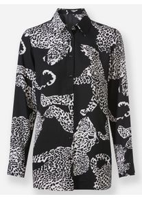 sheego Gro&szlig;e Gr&ouml;&szlig;en Hemdbluse mit Animal-Print, schwarz-ecru-gemustert, Gr&ouml;&szlig;e 38 - Damen