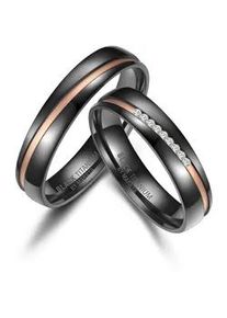 Partnerring MARRYA "BLACK TITANIUM by MARRYA" Fingerringe Gr. 52, Titan, schwarz (damen ring, schwarz, gold) Damen