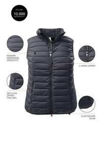Große Größen Steppweste mit Stehkragen und 2-Wege-Zipper Gr. 50 blau für Damen