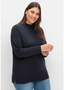 Große Größen Pullover mit geripptem Stehkragen Gr. 40/42 blau von sheego für Damen