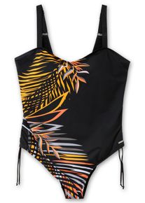 feel good Große Größen Badeanzug mit Blätterdruck und Shapingeffekt Gr. 48D schwarz für Damen