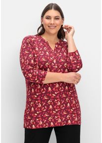 Große Größen 3/4-Arm-Shirt mit Blumendruck, aus Viskosejersey Gr. 56/58 rot geblümt von sheego für Damen