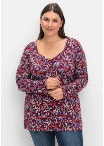 Große Größen Langarmshirt mit floralem Alloverdruck Gr. 56/58 rot geblümt von sheego für Damen