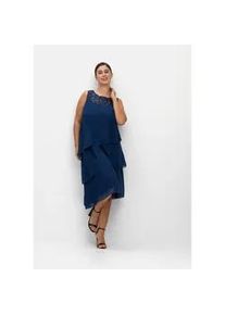 Cocktailkleid sheego "Große Größen" Gr. 42, Normalgrößen, blau Damen Kleider Partykleid im Layerlook, mit Pailletten