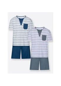 wäschepur Schlafanzug WÄSCHEPUR Gr. 56/58, blau (anthrazit + marine) Herren Homewear-Sets