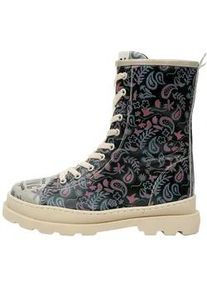 Stiefelette DOGO "Gisele Schn&uuml;rstiefel Boots You Decide Damen Stiefeletten, Gisele", Damen, Gr. 40, Normalschaft, blau (blau, grau), Lederimitat, Schuhe Stiefelette, Handgefertigt