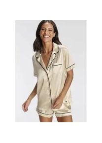 Shorty Bruno Banani Gr. 34, beige (creme) Damen Homewear-Sets mit Kontrastpaspel-Details