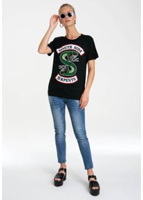 logoshirt Damen T-Shirt "South Side Serpents", schwarz, casual, Gr. XS, bedruckt, 100% Baumwolle, Shirts, mit Riverdale-Frontprint