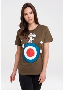 logoshirt Damen T-Shirt "Peanuts - Snoopy", grün, casual, Gr. XS, bedruckt, 100% Baumwolle, Shirts, mit lizenziertem Print