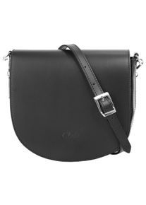 CLUTY Damen Umhängetasche, schwarz, Leder, glänzend, Taschen, echt Leder, Made in Italy
