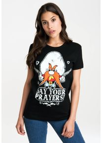 logoshirt Damen T-Shirt "Looney Tunes – Say Your Prayers", schwarz, casual, Gr. XXL, bedruckt, 100% Baumwolle, Shirts, mit lizenzierten Originaldesign