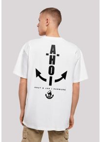 F4NT4STIC Herren T-Shirt "Oversized T-Shirt Ahoi Anker Knut & Jan Hamburg", weiß, casual, Gr. 4XL, Obermaterial: 100% Baumwolle, Shirts, Print