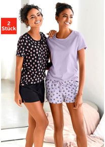 Vivance Dreams Damen Shorty, Gr. 36, lila, Single Jersey, Obermaterial: 100% Baumwolle, Basic, Homewear-Sets, mit Sternedruck